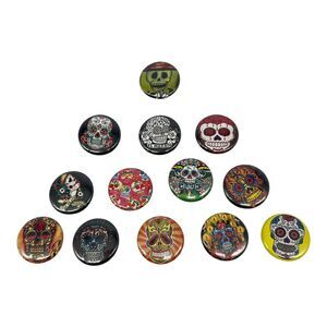 Lot of 13 Day of the Dead Sugar Skull 1” Lapel Pin Lot‎ Dia De Los Muertos
